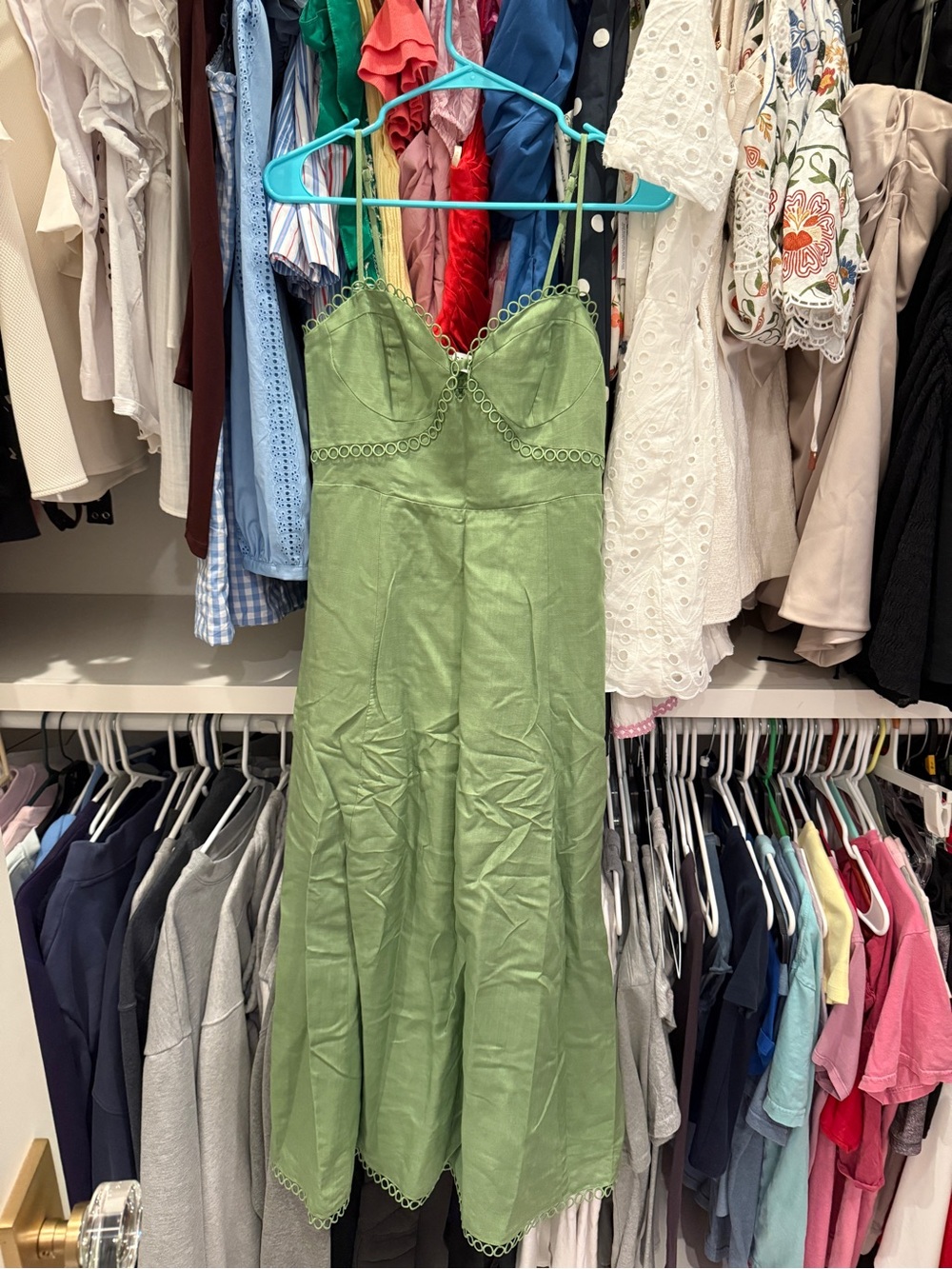 Astr Lime Green Spaghetti-Strap Midi Dress with Loop Trim - Picture 2 of 4